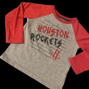 Colosseum Houston Rockets Grey Black Red Raglan Long Sleeve Tee Size 3T